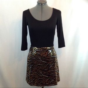 BETSEY JOHNSON BLACK and SILVER GOLD SEQUIN DRESS